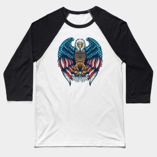 American Flag Angry Bald Eagle Baseball T-Shirt